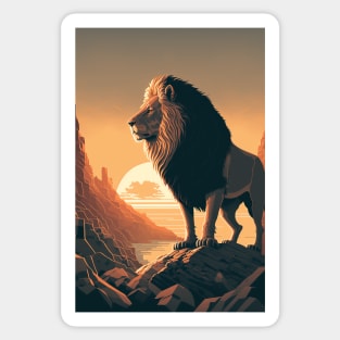 The Lion's Sunset Sticker